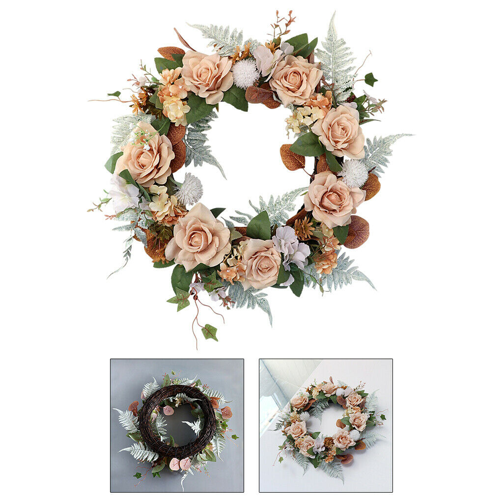Artificial Flower Wreath Garland Spring Home Party Front Door Window Decor