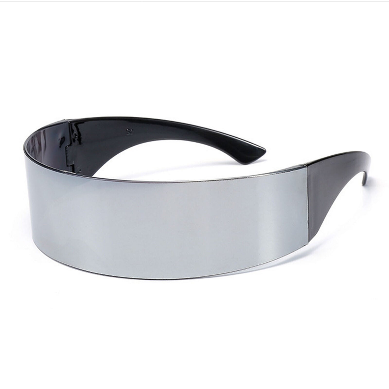 Futuristic Sunglasses Narrow Lens Mirrored Wrap Visor Robot Costume Flat Glasses