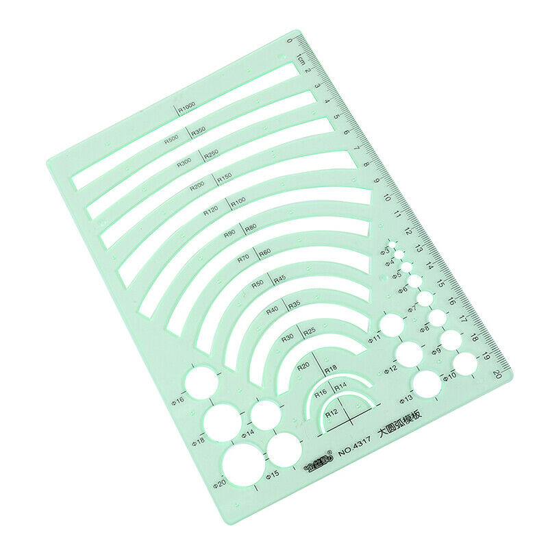 Green Plastic Students Rectangle Shape Drawing Circle Template Geometric R.l8