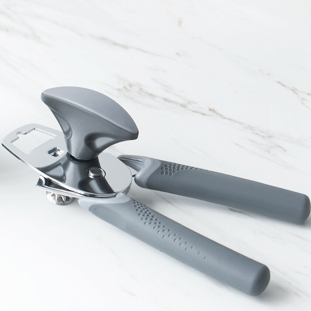 Stainless Manual Can Opener Hand Grip Bottle Opener Smooth Edge Kitchen Tool