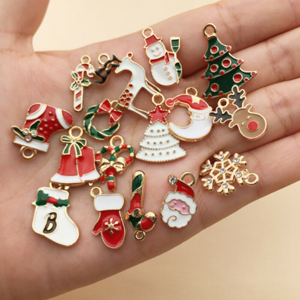 30pcs Christmas Pendant Christmas Element Oil Drop Pendant Cute Alloy Ornament