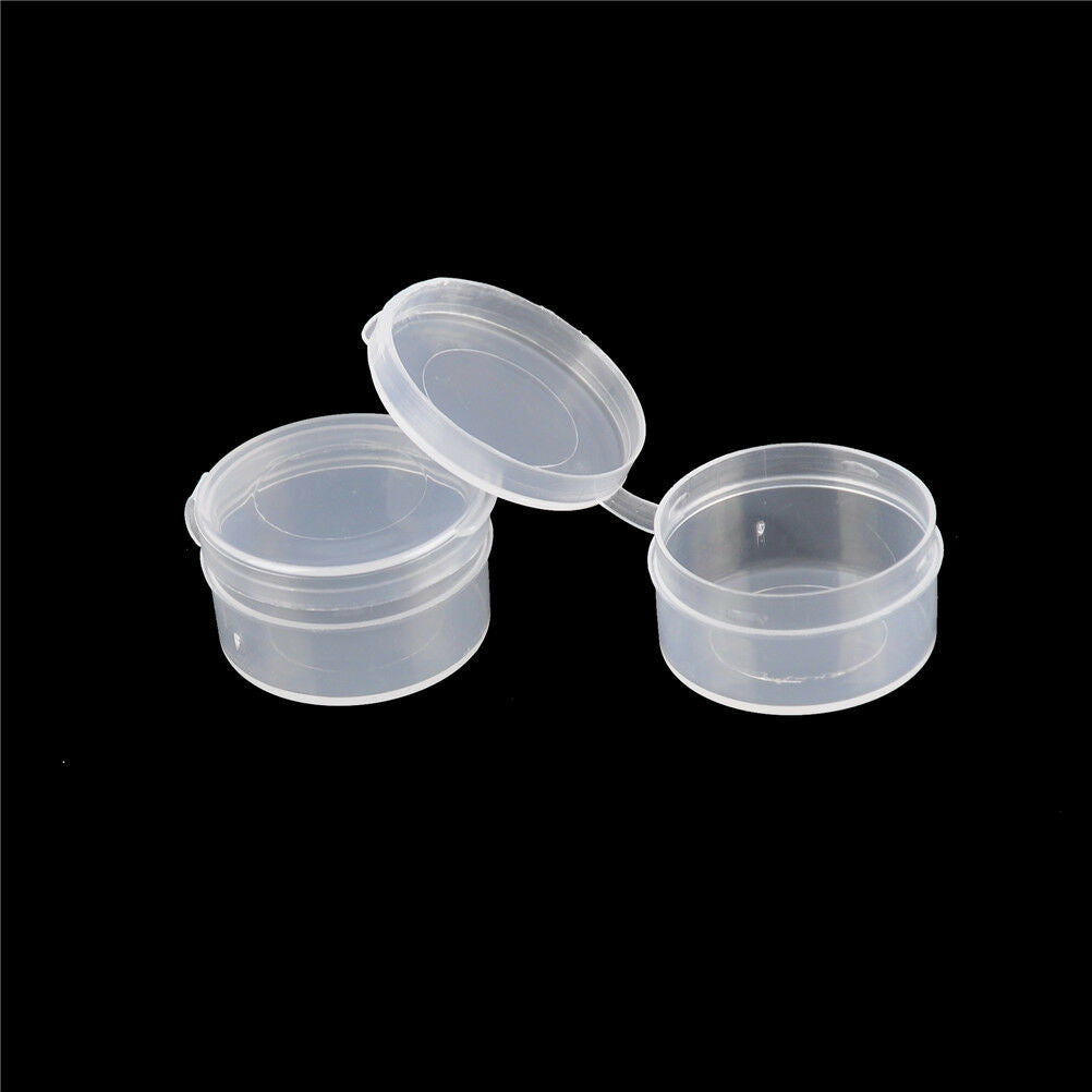 10x Round Plastic Storage Box Transparent Small Tablet & Capsule Packin.l8