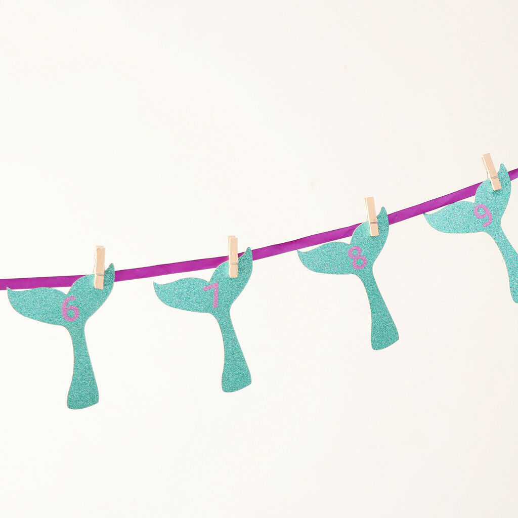 Baby 12 Months Mermaid Photo Bunting Banner With Clips Baby Shower Decor
