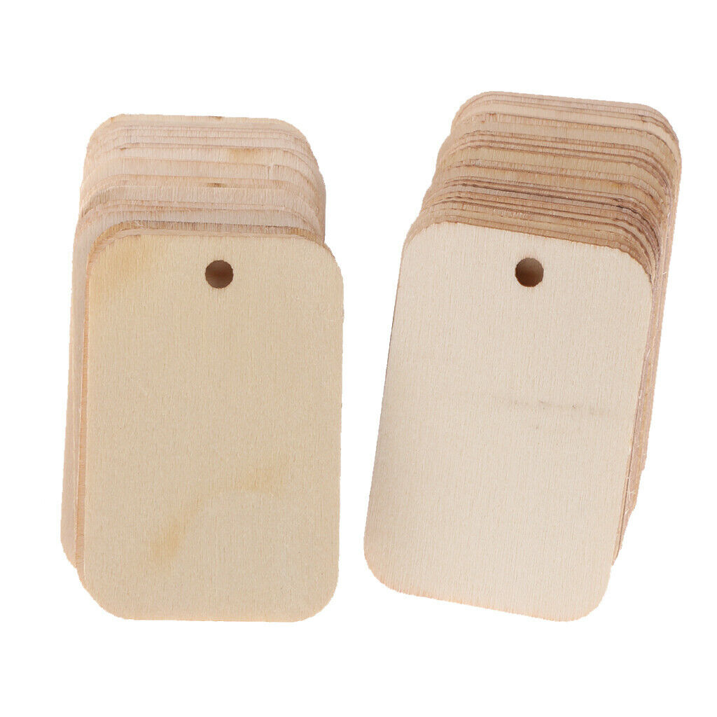 100x Natural Egg Rectangle Shape Wood Gift Tags Blank Wooden Hanging Label
