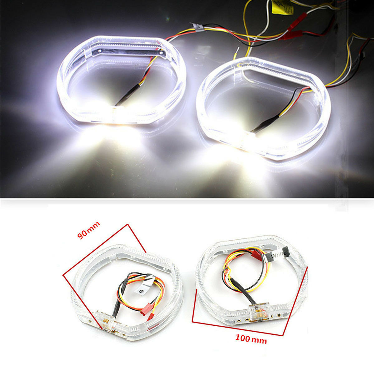 2pcs bright 100mm/90mm 12V 2.5 inch waterproof Square LED Day running angel eyes