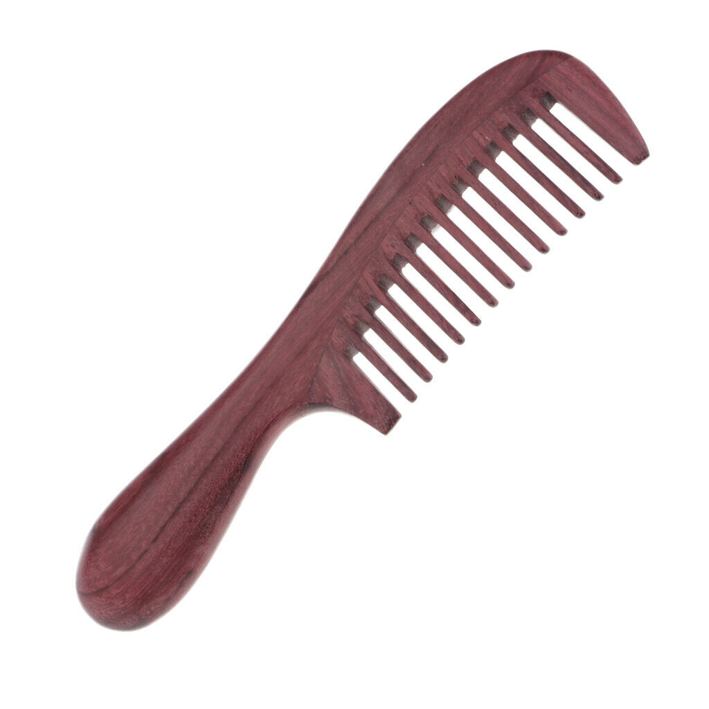 Durable Purpleheart Wood Hair Comb - No Static Detangling Wooden Comb with Round