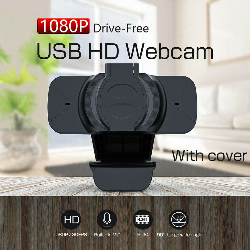 1080P Webcam with Microphone & Privacy Cover, Web Cam USB Camera, Computer HD