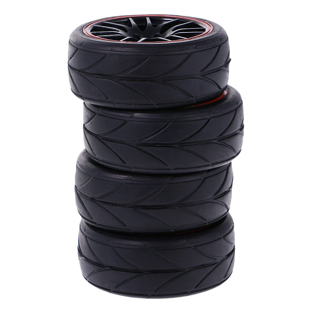 4 Pieces Rubber On Road Tyre Drift Tires for 1/10 RC Car Parts 9068-6081