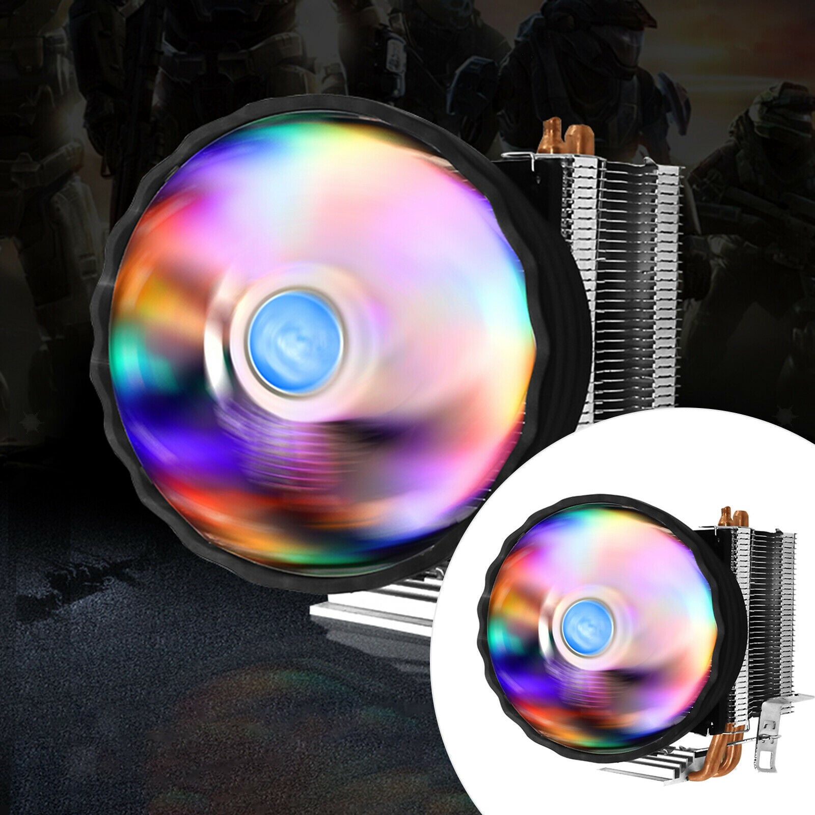 PC CPU Cooler Heatsink RGB Fans Replacement for AMD AM3+ AM2 Platforms