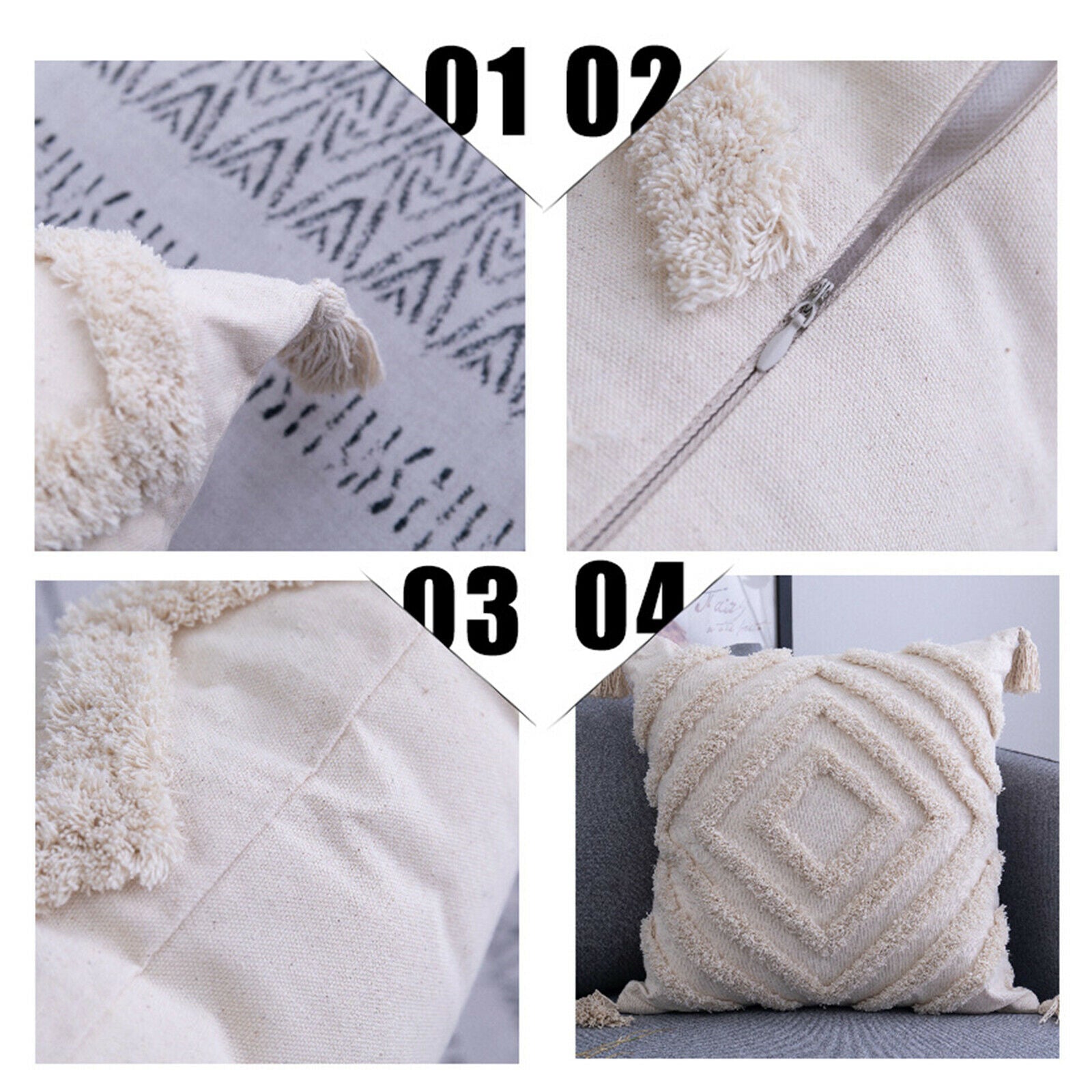 2Pcs Moroccan Throw Pillow Covers Woven Tufted for Couch Sofa Cushion Covers