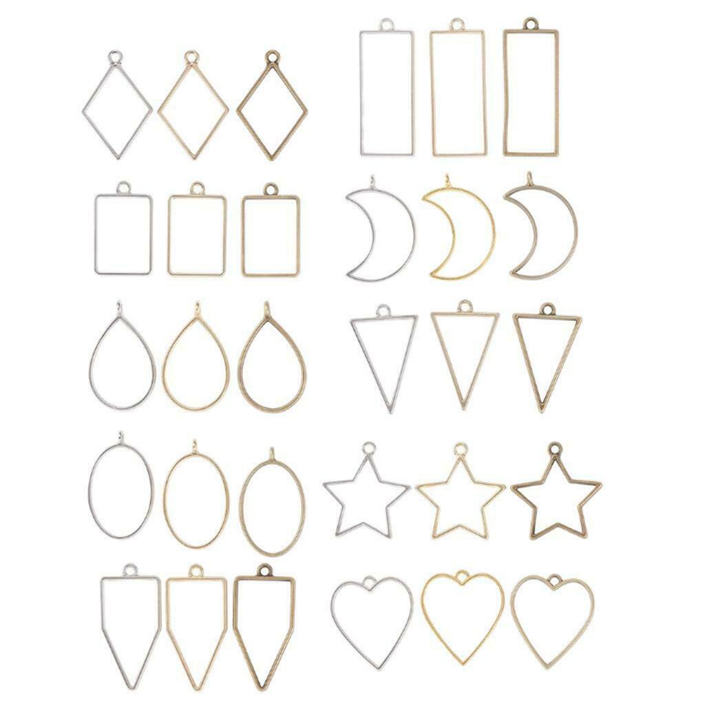 30x Open Bezel Charm for Jewelry Findings DIY Geometric Hollow