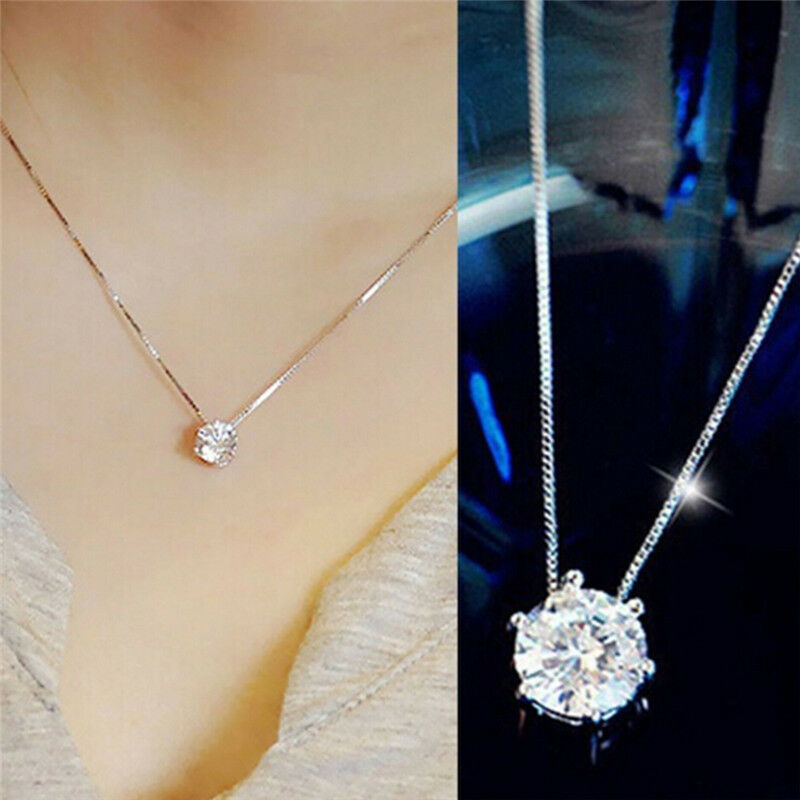 Women Jewelry Charm Crystal Zircon Pendant Chain Statement  ChokerNecklac Pb