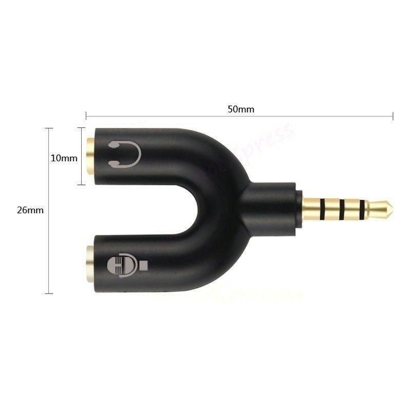 2PCS 4 Position 3.5mm Stereo Splitter Audio to Mic Headset Jack Plug Y Adapter