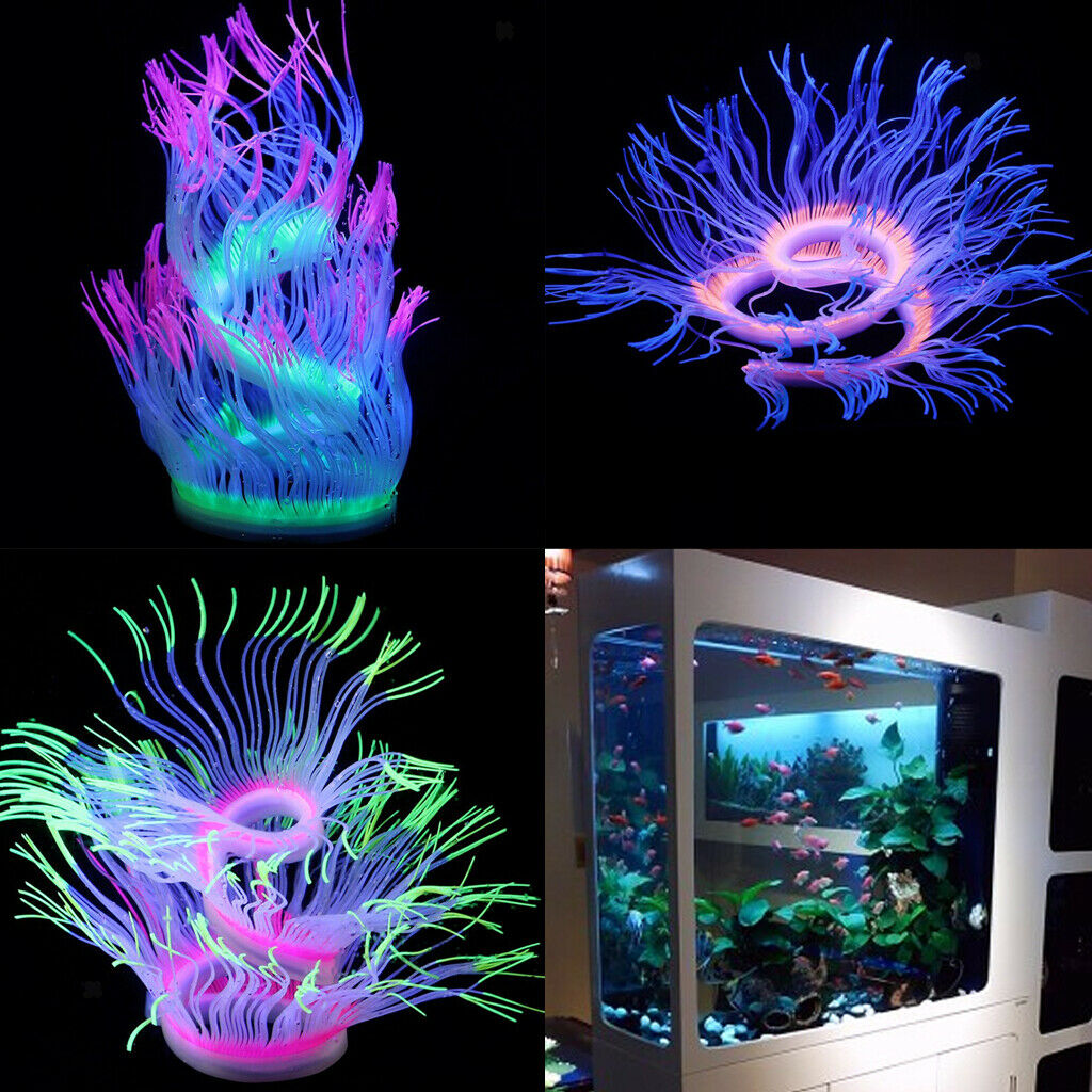Silicone Artificial Soft Coral Aquarium Fish Tank Landscaping Ornaments Purple