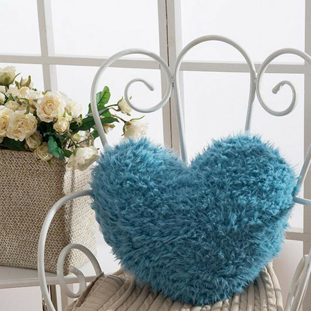 Super Soft Heart-shaped Throw Pillow Home Sofa Car Decorative Pillow Blue+White