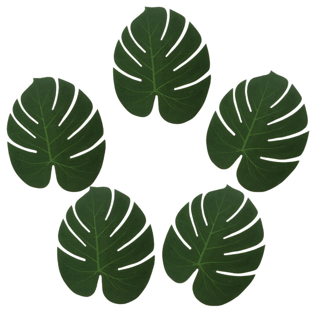5pcs Artificial Leaf Place Pad For Hawaiian Summer Party BBQ Decor