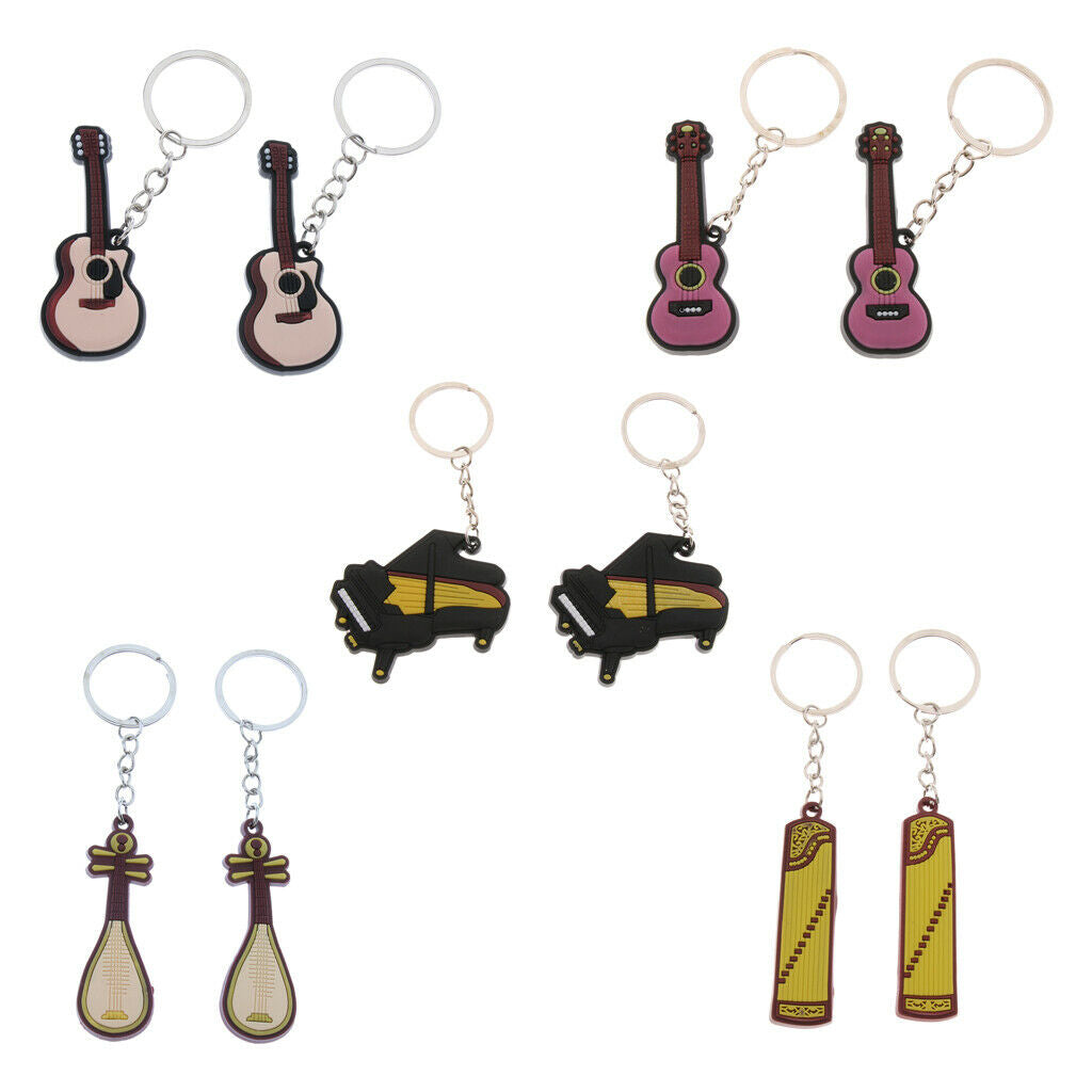 2x Keychains Keyring Pendant Key Holder for Musical Instrument  Pipa