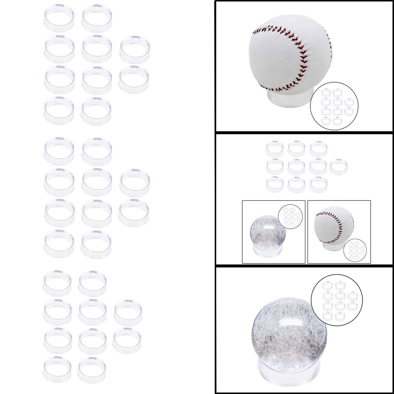 30Pcs Transparent Display Stand Crystal Ball Quartz Glass Stone Base Decor