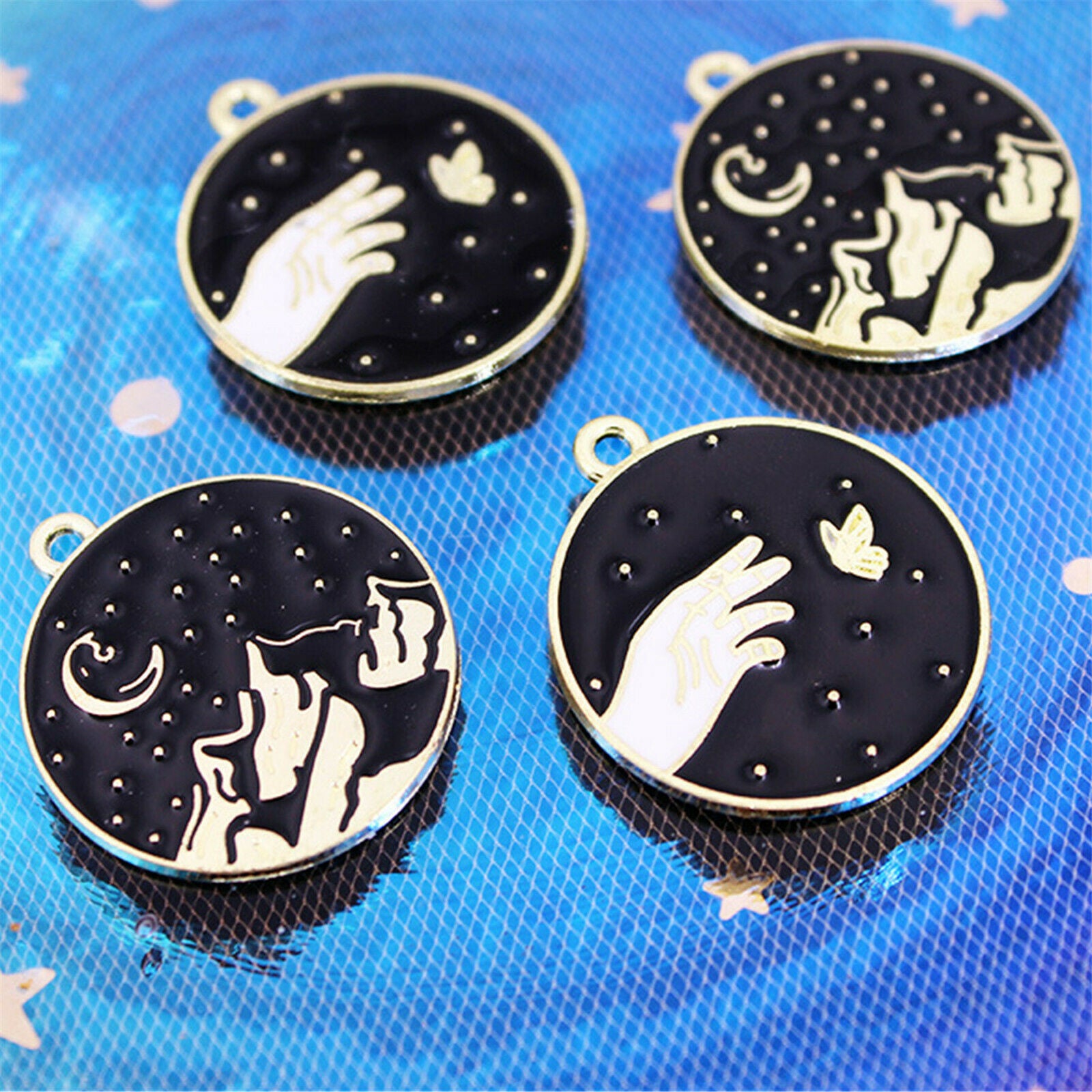 Wholesale 24x26mm Enamel Starry Sky Pendant Charm for Necklace Bracelet 10PCS
