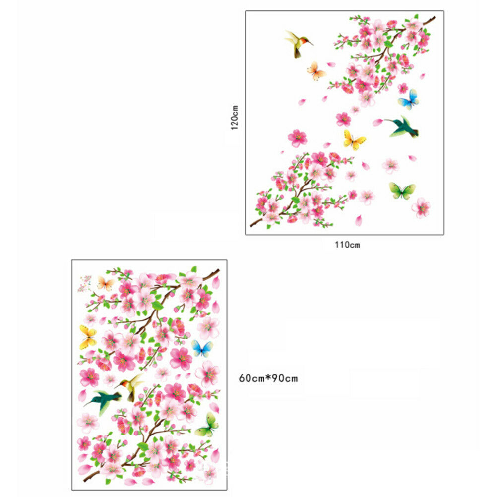 Beautiful Flower Peach blossom Birds Art PVC Wall Stickers Removable Home.l8
