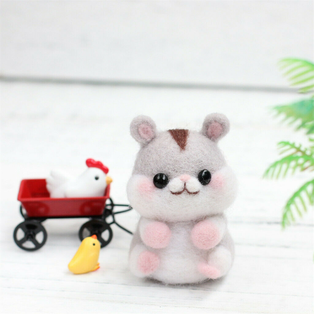 DIY Handmade Needle Wool Felt Mouse Hamster Kit with Needle Felting Supplies