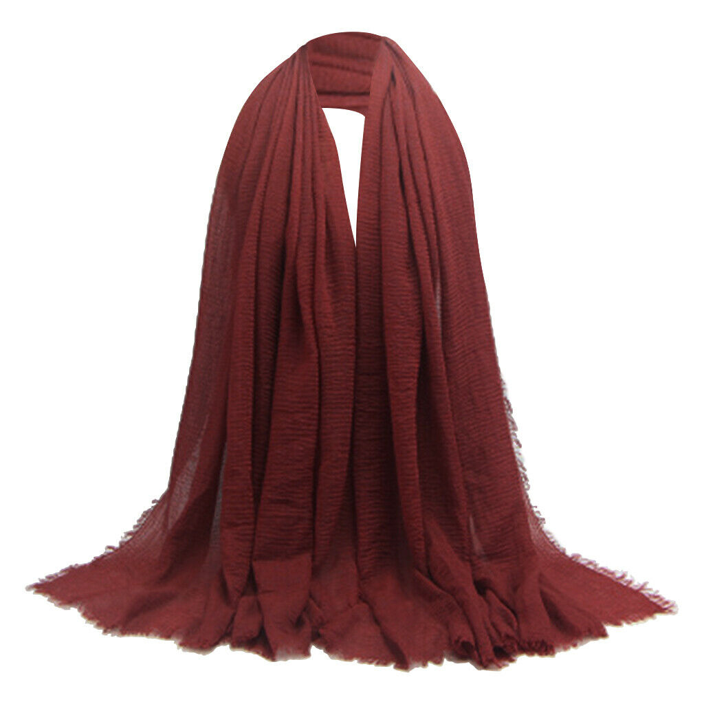 3pcs Long Scarf Plain Pleated Hijab Shawl Jewish Head Scarves Neck Wrap