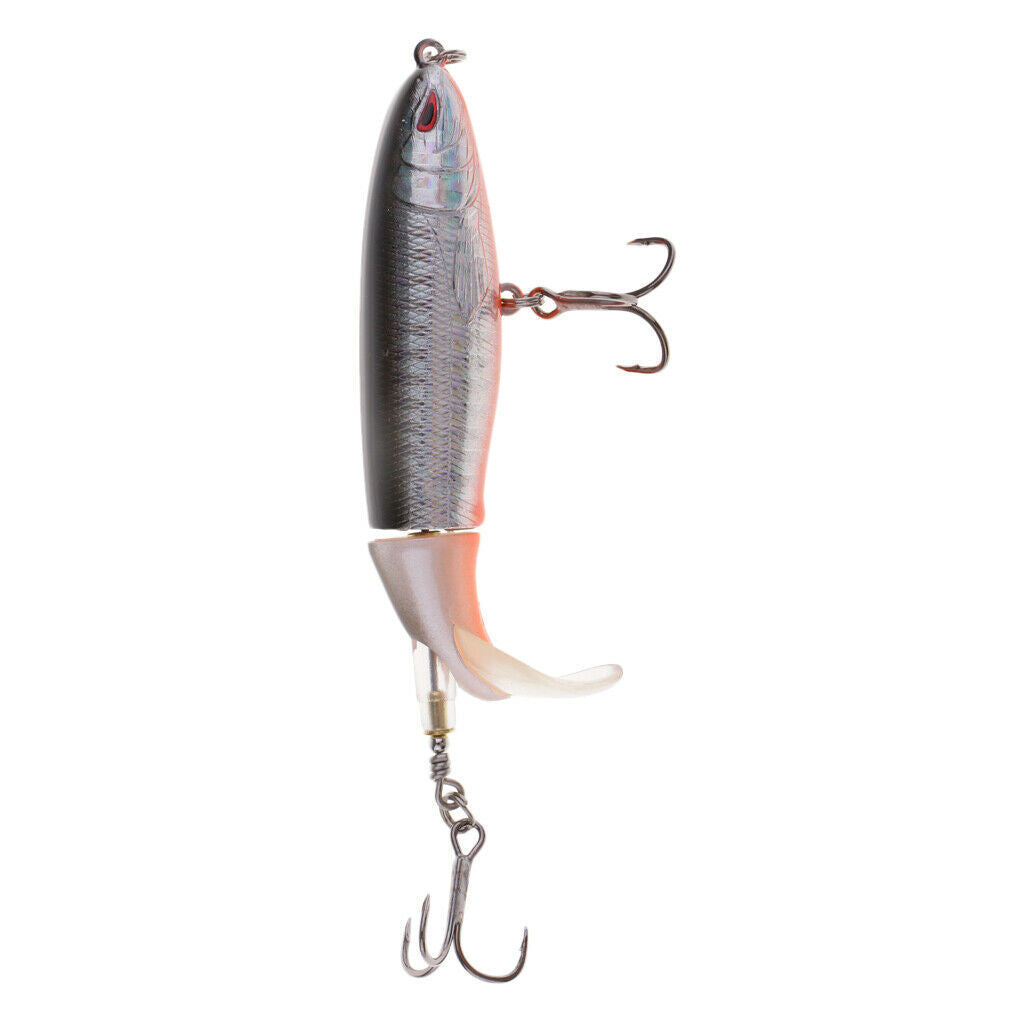 Pack of 2pcs Flexible Rotate Tail Whopper Popper Fishing Lures Floating Hard