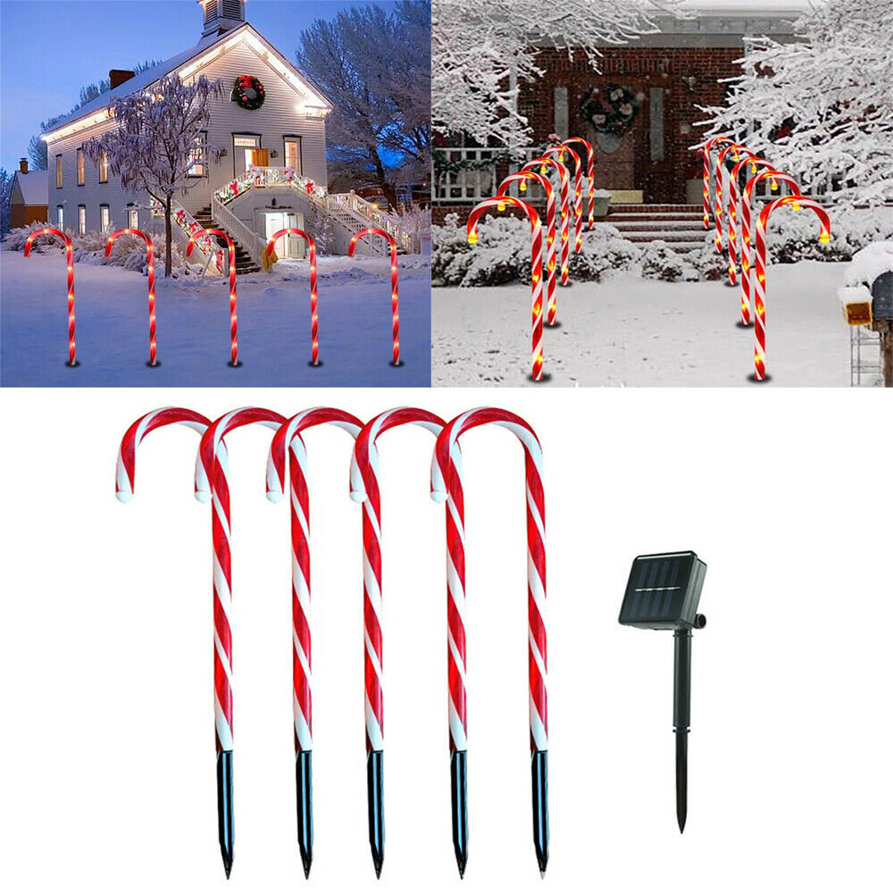 Christmas LED Decoration Lamp Garden Yard Candy Cane Walkway Light Solar Powered