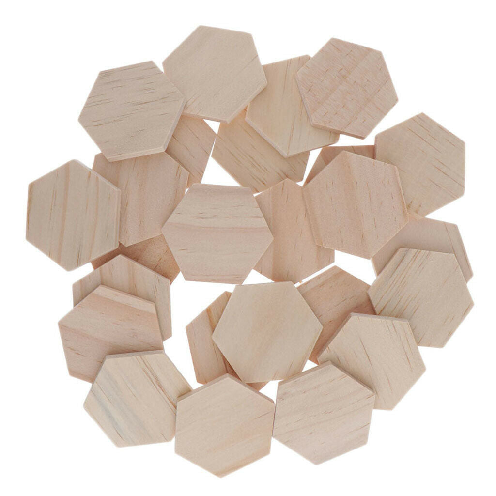 25pcs Hexagonal Shape Wooden Pieces DIY Craft Embellishment For Cardmaking