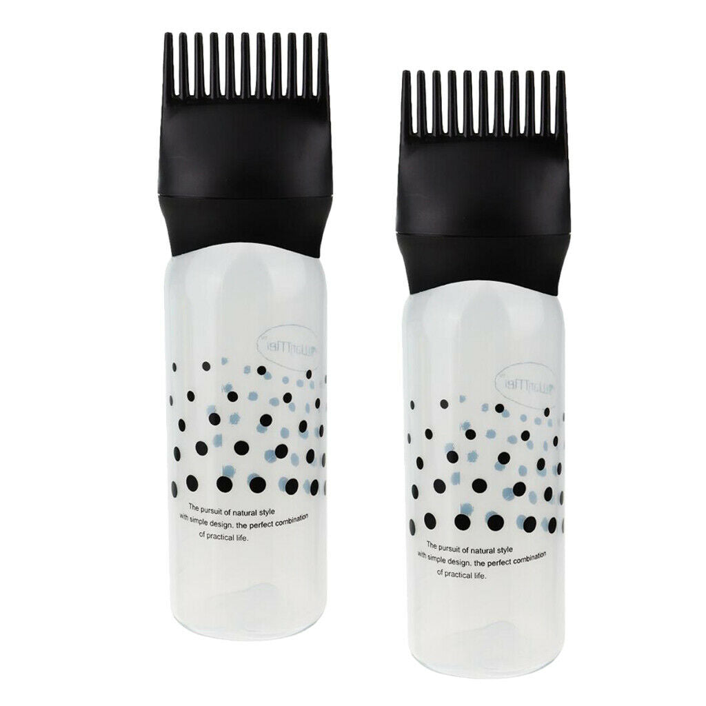 2 Pieces Hair Dye Bottles 11 Teeth Perming Highlight Applicators Comb Black
