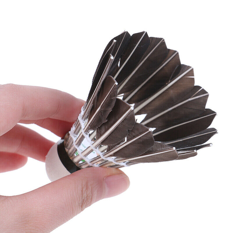 12 Pcs Set Training Goose Feather Shuttlecocks Durable Badminton Black BalDDBDA