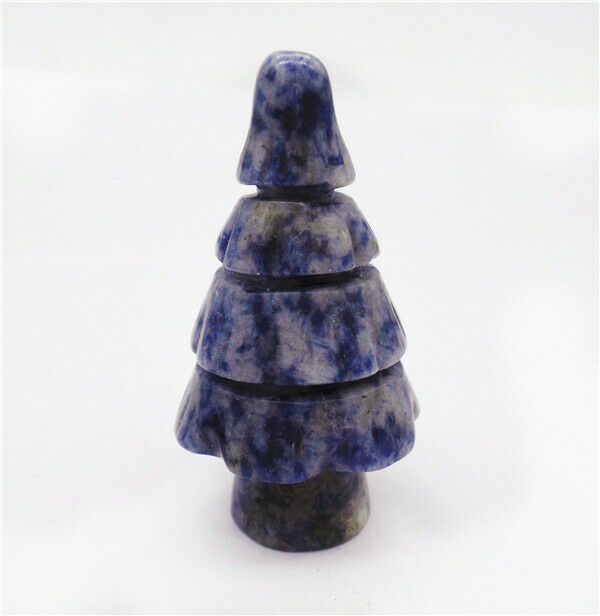 50x28mm Natural Sodalite Carved Christmas Tree Decoration Statue Decor HH7637