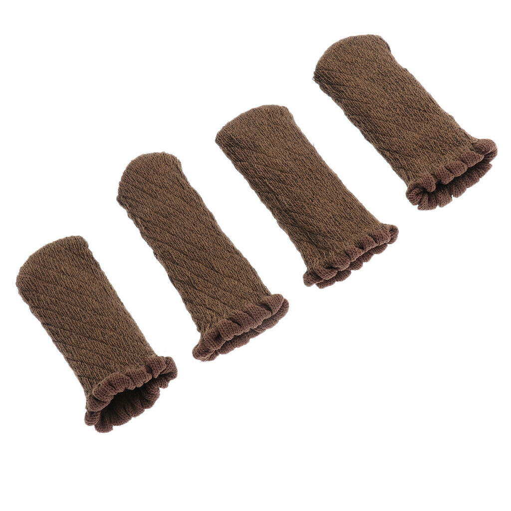 6Colors Woven Cotton 4 Pcs Chair Feet Leg Socks Protector Solid Brown