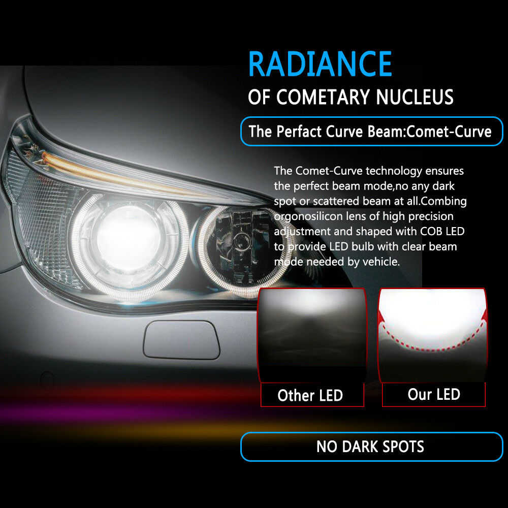 1Pair Car COB H7 C6 12000LM 72W LED Headlight Kit Hi/Lo Turbo Light 6000K Bulbs