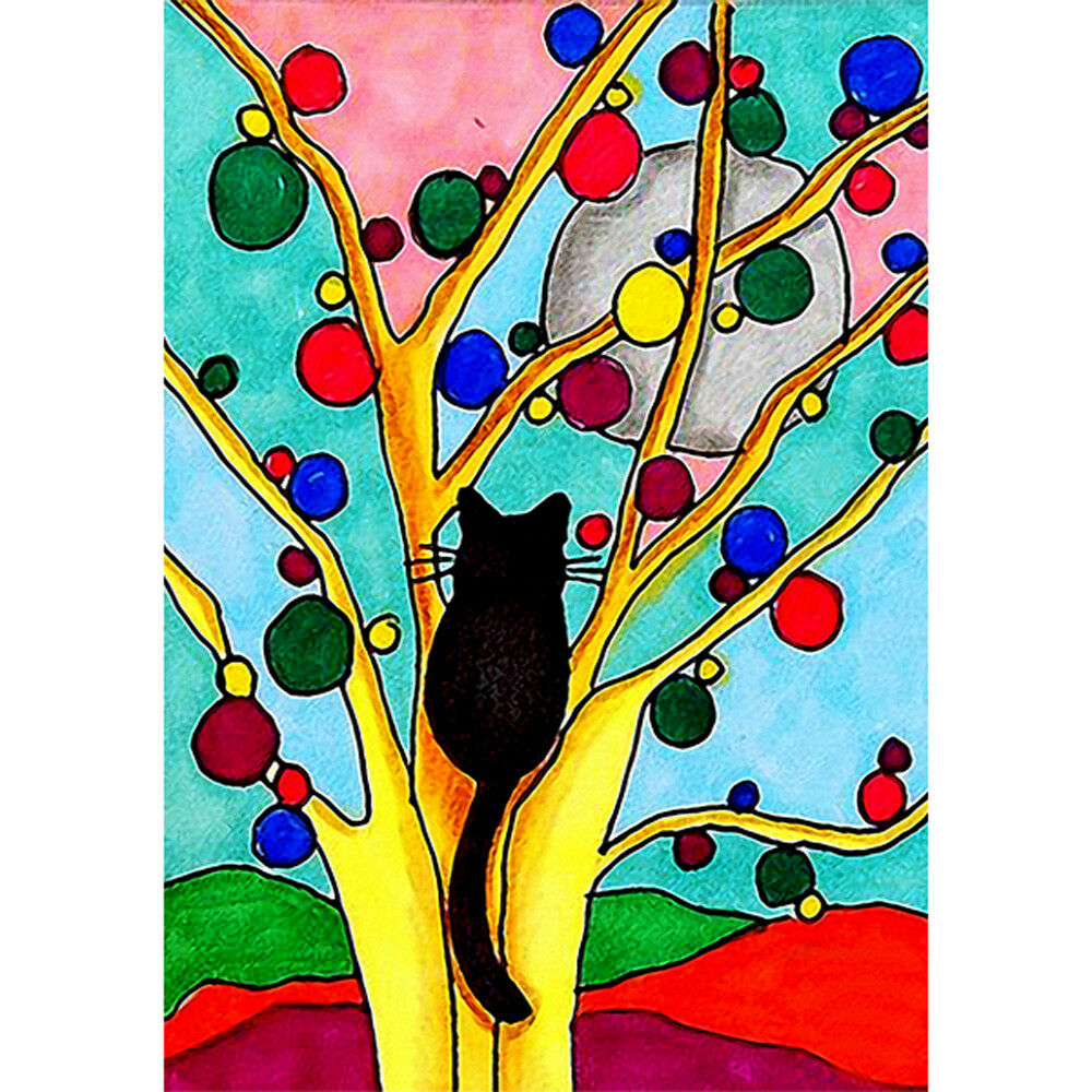 Back Of Black Cat On Tree Garden Flags Yard House Decor Flag Banner 12X18Inch
