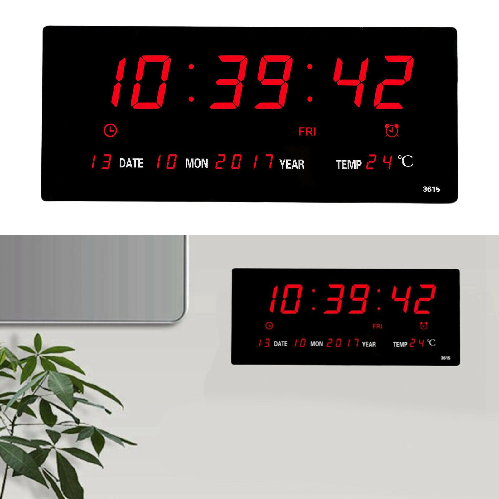 Digital Home Temperature Large Big Jumbo LED Wall Desk Clock with Calendar AU
