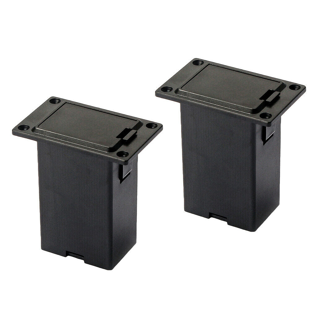 2Pcs/Set Battery Box Case Holder Cover Guitar Bass Pickup Guitar Bass Black