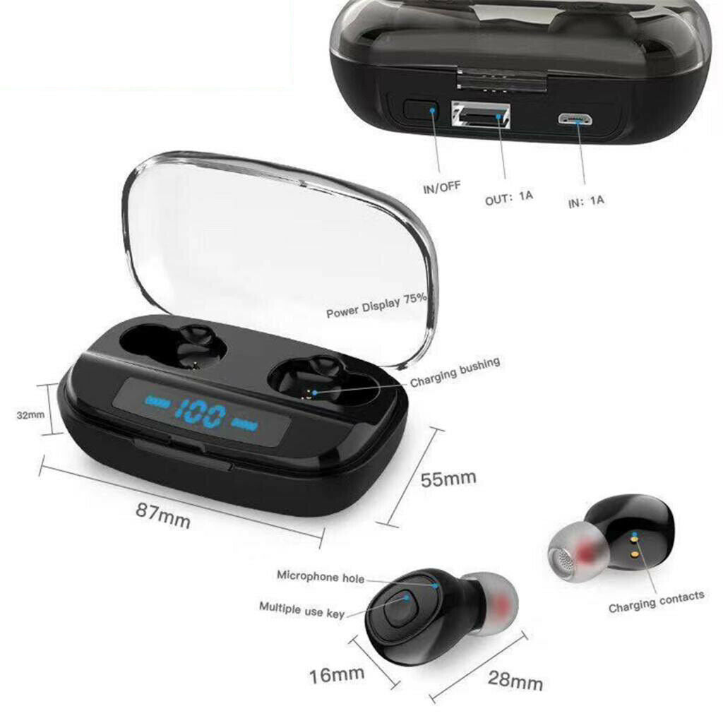 The New TWS Wireless Mini Earphone 5.0 Waterproof Display Bluetooth Headset