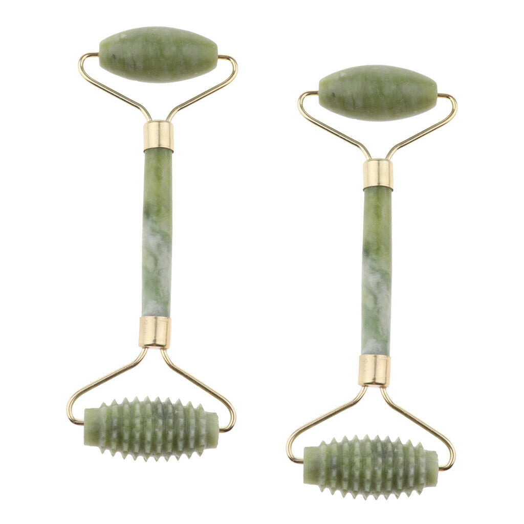 2 Pieces Natural Jade Face, Neck, Body, Spa, Massage, Roller, Lifting