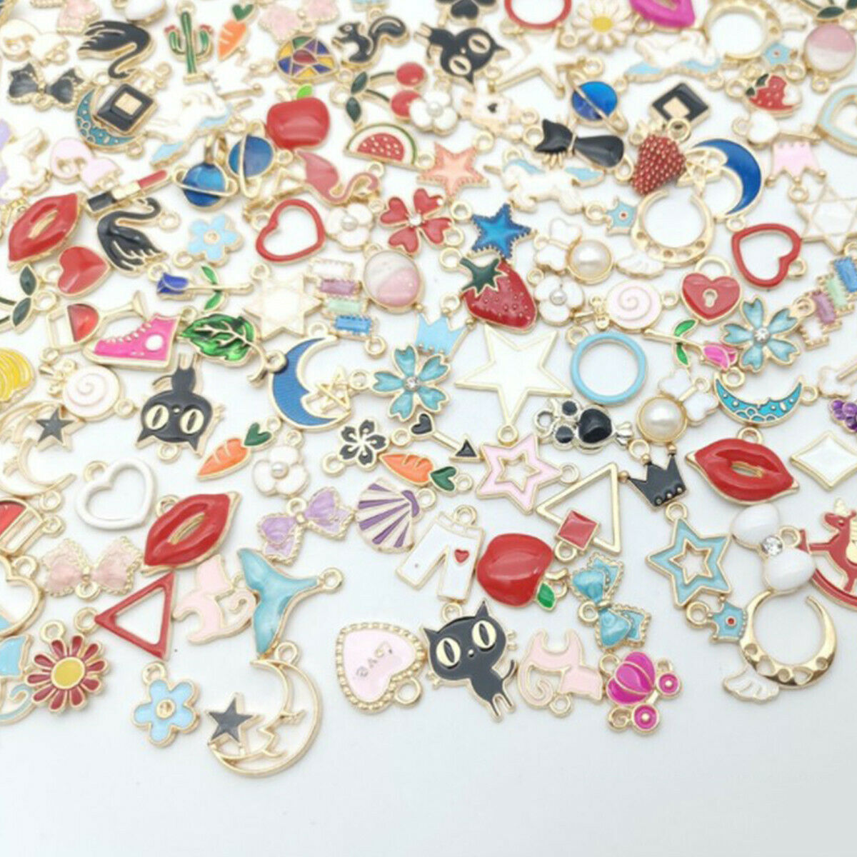Wholesale 20Pcs Enamel Mixed Random Color Alloy Pendant Charms Jewelry DIY Craft