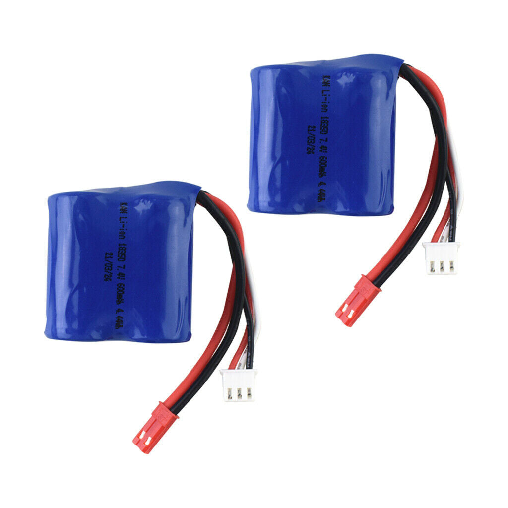 2Pcs 7.4V 600MAH Lithium Polymer Battery for EB02 RC Vehicles Boat /Car