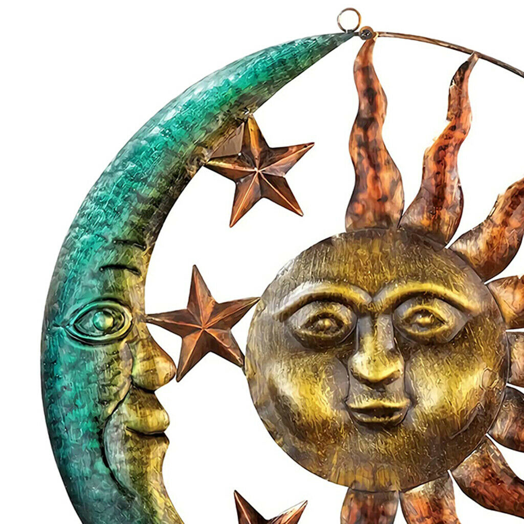 Metal Sun and Moon Ornaments Mobile Hanging Outdoor Garden Home Decoration