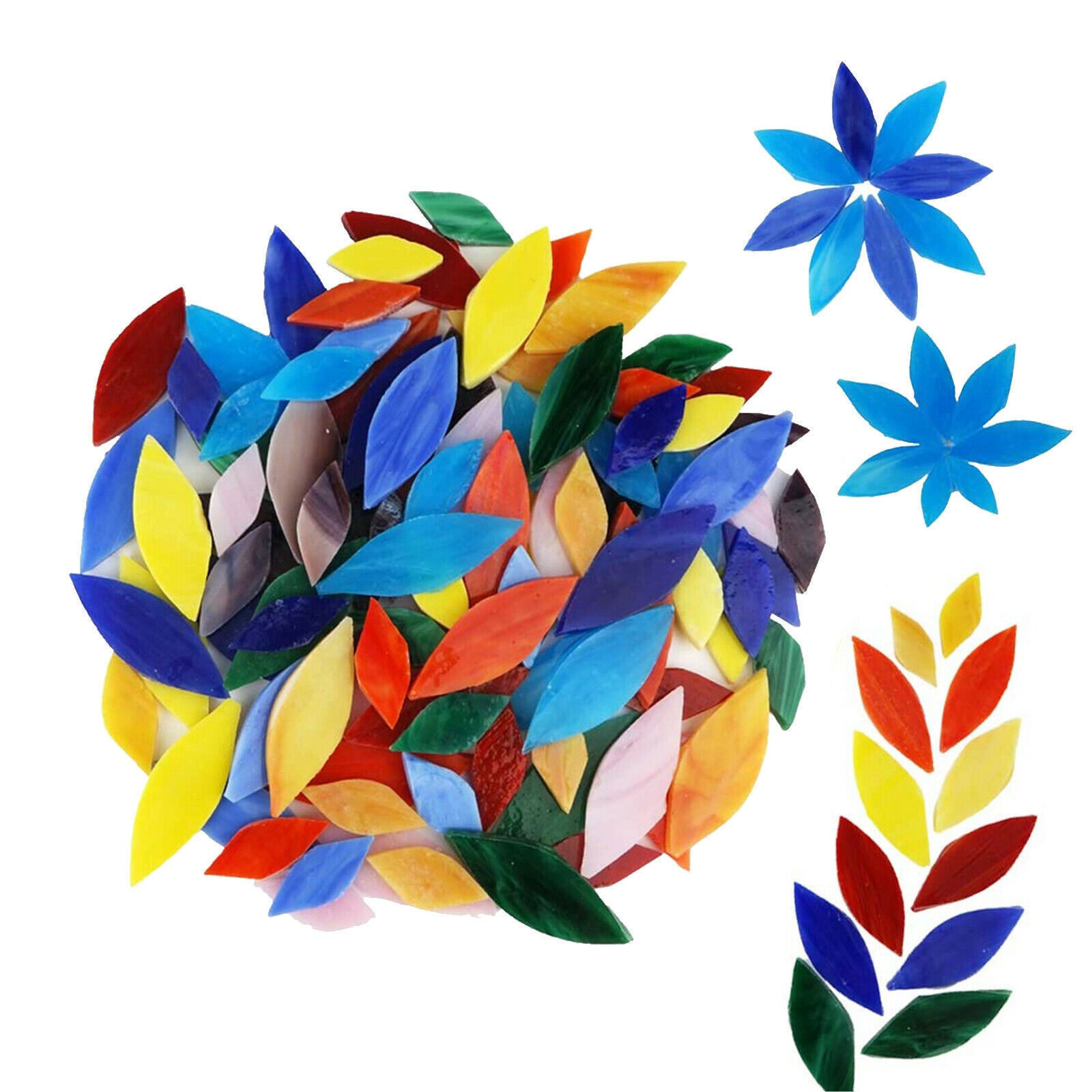 100x Petal Mosaic Tiles Flower Leaves for Art Garden Seat Table Decoration
