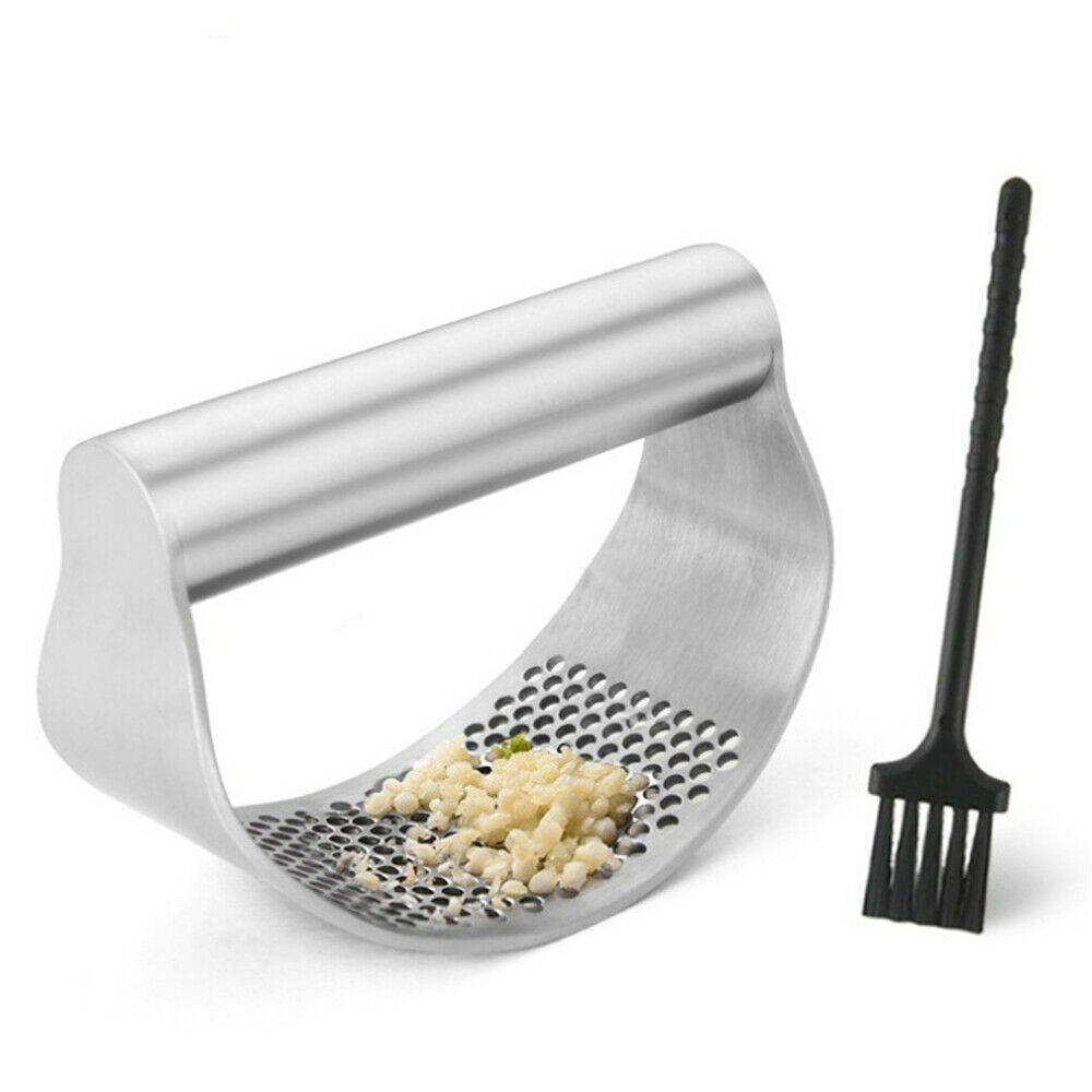 Stainless Steel Crusher Garlic Press Curved Grinding Mincer Manual Kitchen Tools