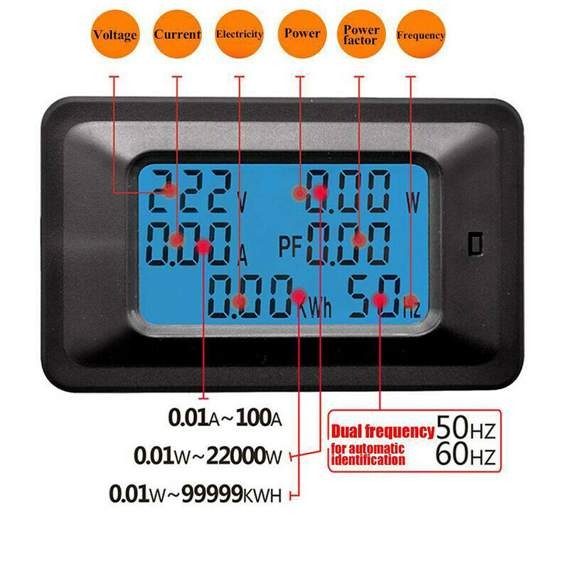 AC 20A 100V LCD Digital Volt Voltage Watt Current Power Meter Ammeter Voltme SJ