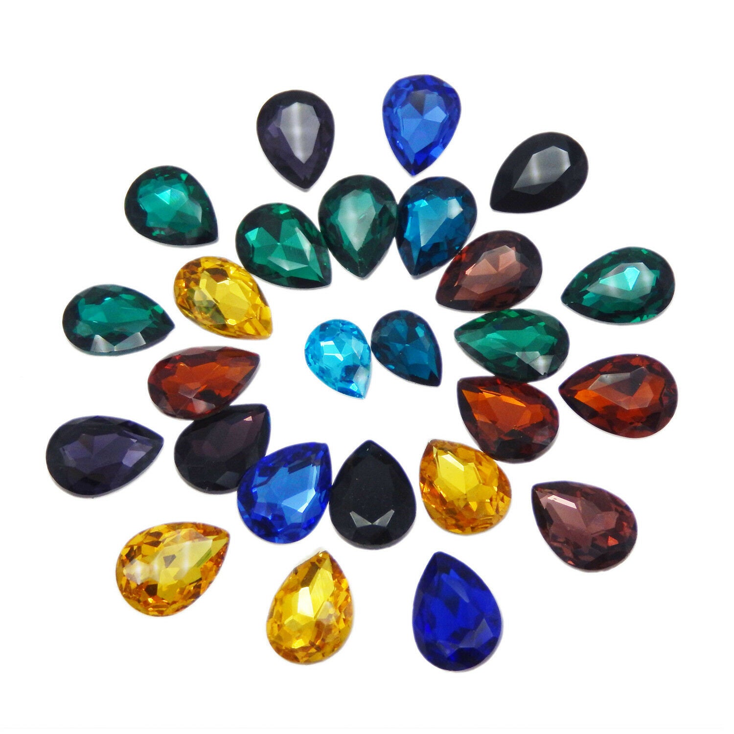 40 pcs Mixed Teardrop Shaped Crystal Glass Faceted Rhinestones Nail Art Crafts