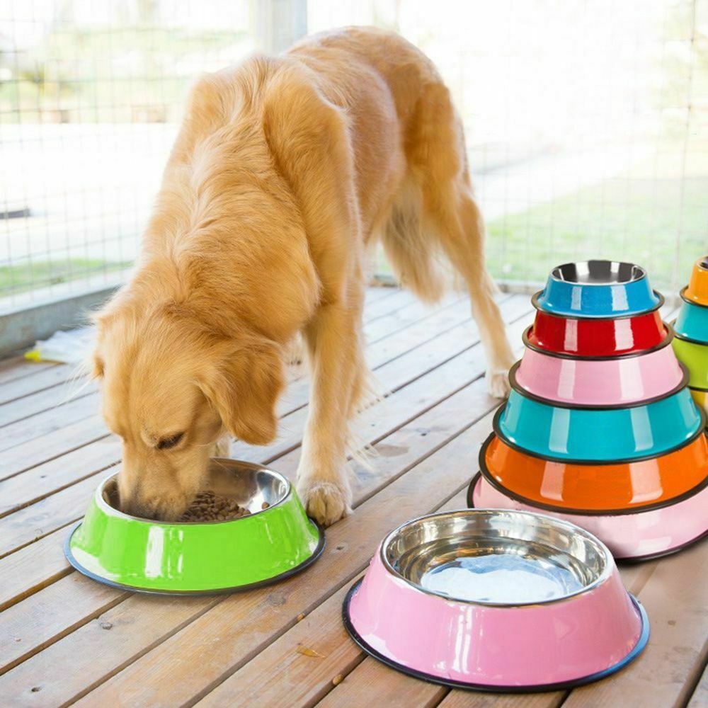 Steel Travel Feeding Home Outdoor Dog Cat Puppy Feeder Pet Bowl Water Food Dish