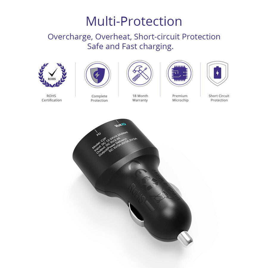 2USB Port Cigarette Head Charger PD/Type-C Charger for iPad Pro Andrews