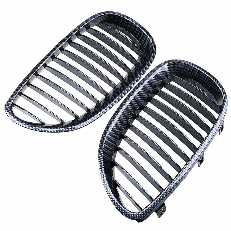 For BMW E60 525i 528i 530i 535i M5 03-09 Pair Carbon Fiber Front Kidney Grilles