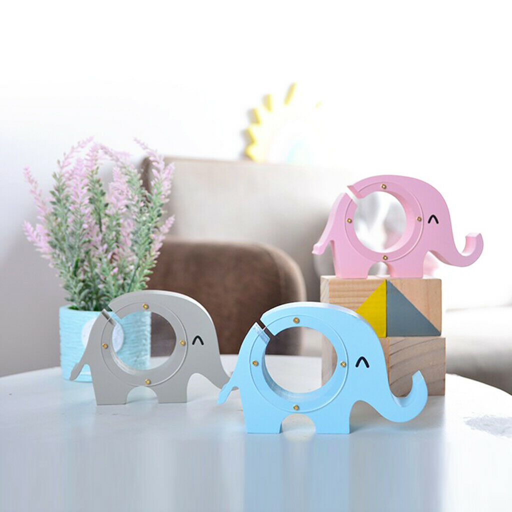 Elephant Coin Cash Box Piggy Bank Wood for Kids Coins Saving,Mobile Phone Holder